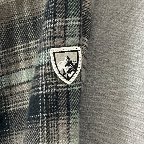 Kuhl Flannel Plaid Shirt Sz Large Black Brown Cotton Tencel Blend - Picture 6 of 10